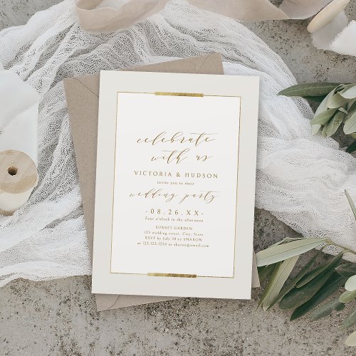 Celebrate With Us Framed Elegance Simple Wedding Invitation