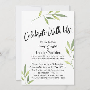 Celebrate With Us! Green Watercolor Foliage Invitation