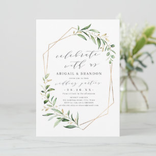Celebrate With Us! Greenery Geometric Wedding  Invitation