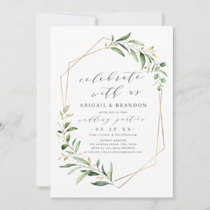 Celebrate With Us! Greenery Geometric Wedding Invitation