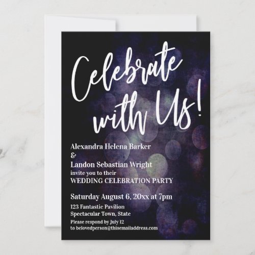 Celebrate With Us Handwriting Grunge Bokeh Invitation