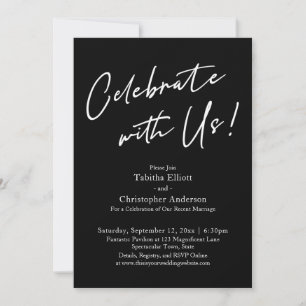 Celebrate with Us Handwriting Simple Black Invitation