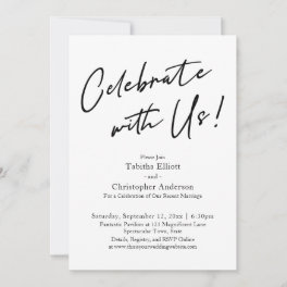 Celebrate with Us Handwriting Simple Black & White Invitation