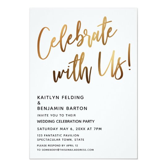 Celebrate With Us! Minimal Gold Calligraphy Event Invitation | Zazzle.com