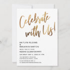 Celebrate With Us! Minimal Gold Handwriting Event