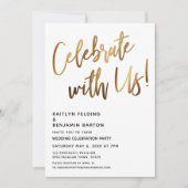 Celebrate With Us! Minimal Gold Handwriting Event Invitation (Front)