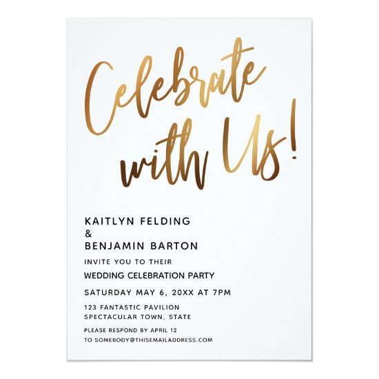 Celebrate With Us! Minimal Gold Handwriting Event Invitation