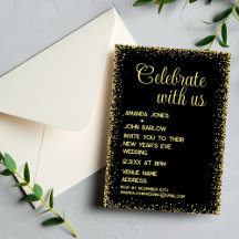 Celebrate With Us Minimal Gold New Year's Wedding