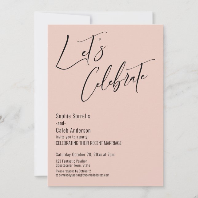 Celebrate with Us! Modern Blush Pink Reception Invitation (Front)