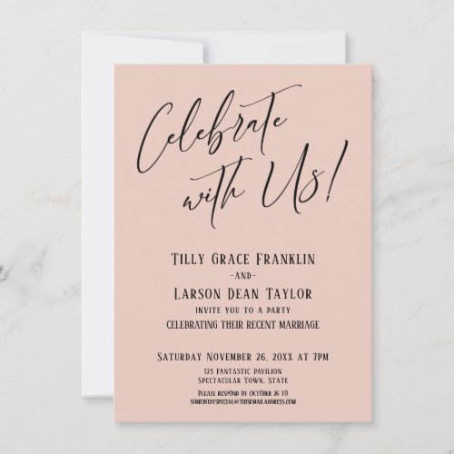 Celebrate with Us Modern Blush Pink Wedding Party Invitation