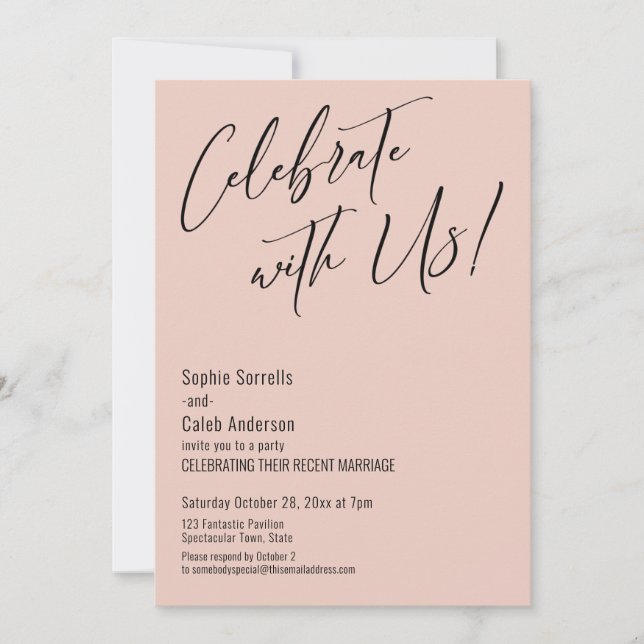 Celebrate with Us! Modern Blush Pink Wedding Party Invitation (Front)