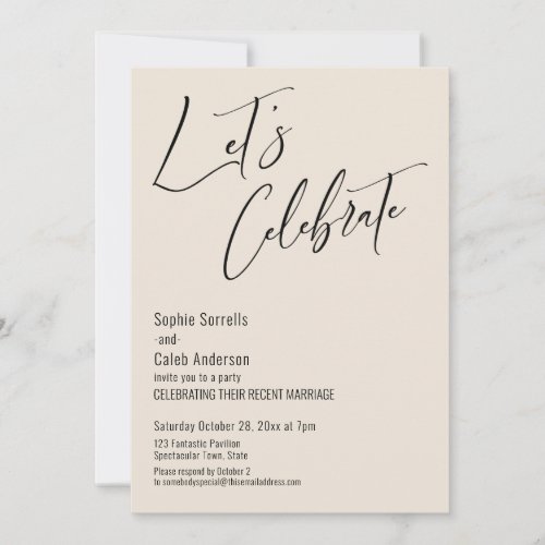 Celebrate with Us Modern Cream Reception Invitation