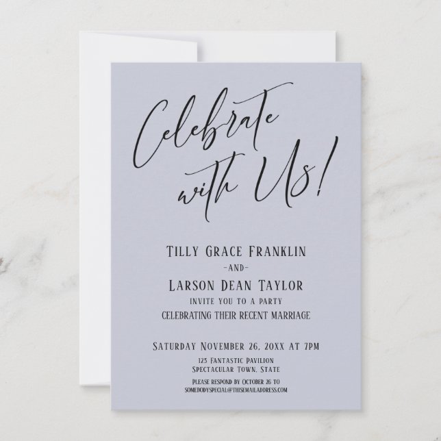 Celebrate with Us! Modern Dusty Blue Wedding Party Invitation (Front)