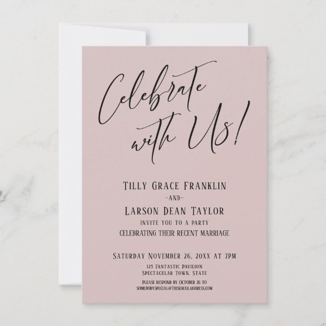 Celebrate with Us! Modern Dusty Rose Wedding Party Invitation (Front)