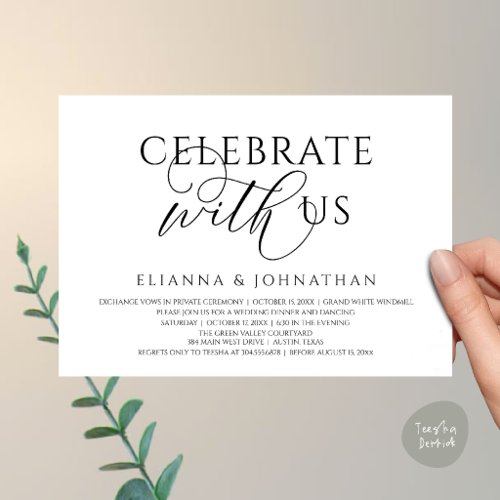 Celebrate with us, Modern Elegant Wedding Dinner Invitation