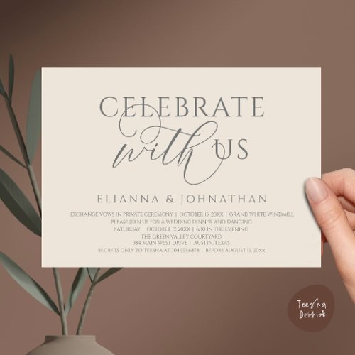 Celebrate with us, Modern Elegant Wedding Dinner Invitation