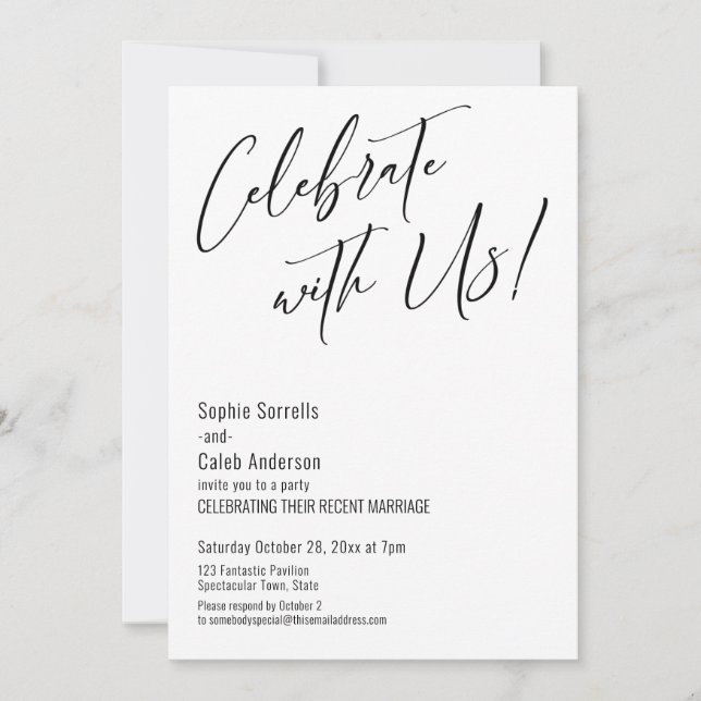 Celebrate with Us! Modern Elegant Wedding Party Invitation (Front)