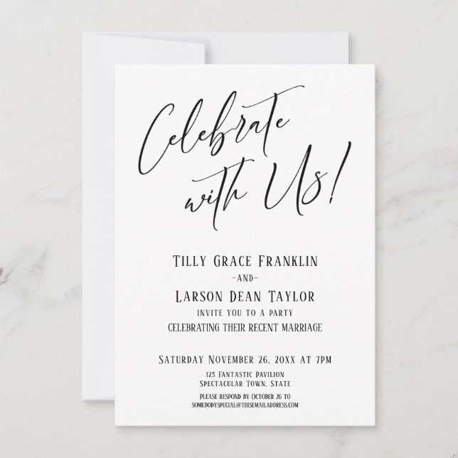 Celebrate with Us! Modern Elegant Wedding Party Invitation (Front)