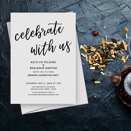 Celebrate with Us Modern Gray Wedding Party Invitation