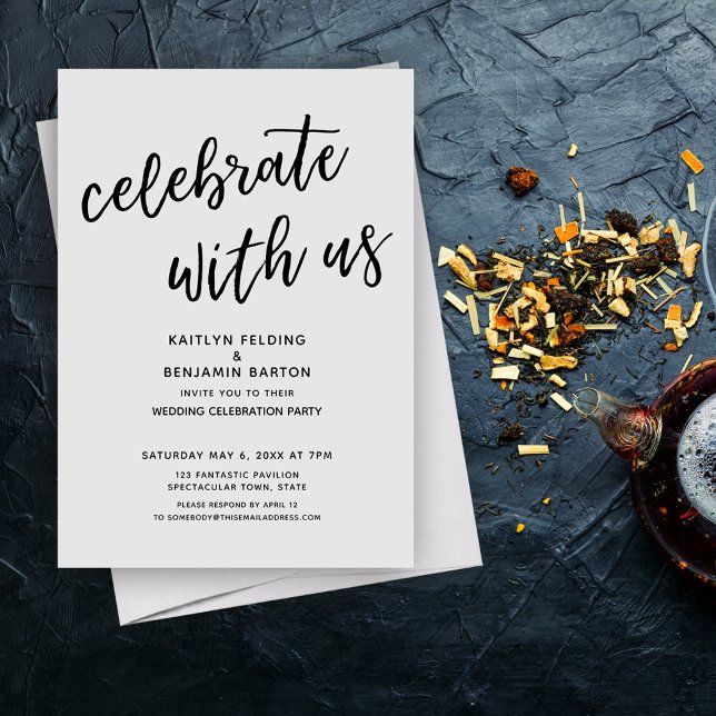 "Celebrate with Us" Modern Gray Wedding Party Invitation (Creator Uploaded)