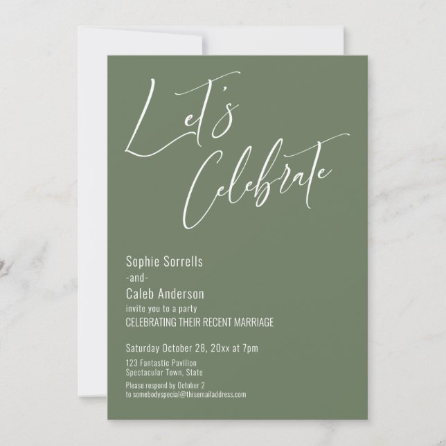 Celebrate with Us Modern Olive Green Wedding Party Invitation