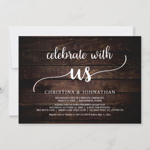 Celebrate with us Modern Rustic Elopement Dinner Invitation