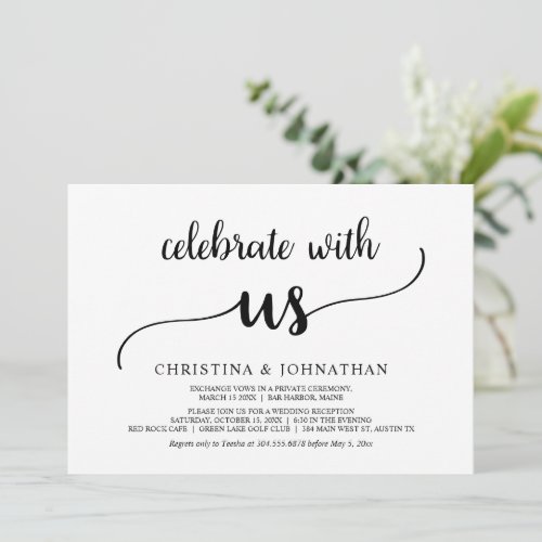 Celebrate with us Modern Rustic Elopement Invitation