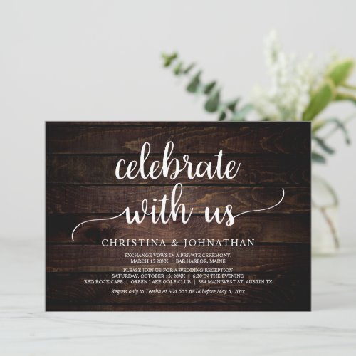 Celebrate with us Modern Rustic Elopement Party Invitation
