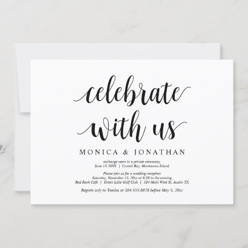 Celebrate with us Modern Rustic Wedding Elopement Invitation
