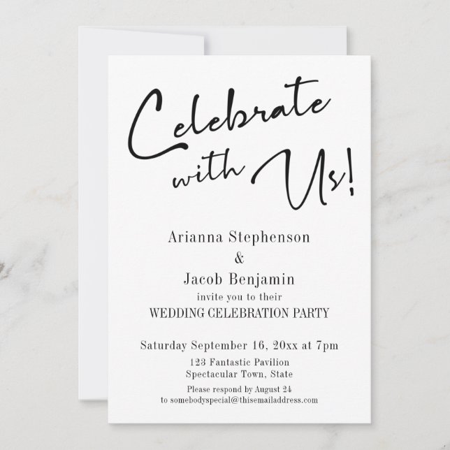 "Celebrate with Us!" Modern Simple Wedding Party Invitation (Front)