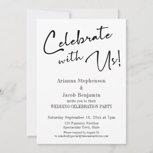 Celebrate with Us Modern Simple Wedding Party Invitation