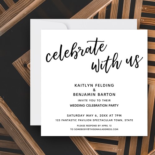 Celebrate with Us Modern Wedding Reception Invitation