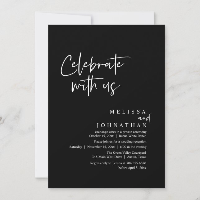 Celebrate with us, Modern Wedding Reception Invitation (Front)