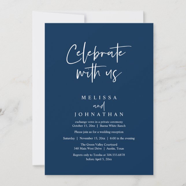 Celebrate with us, Modern Wedding Reception Invitation (Front)