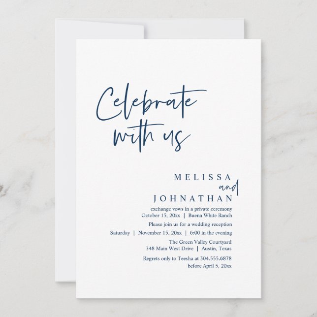 Celebrate with us, Modern Wedding Reception Invitation (Front)