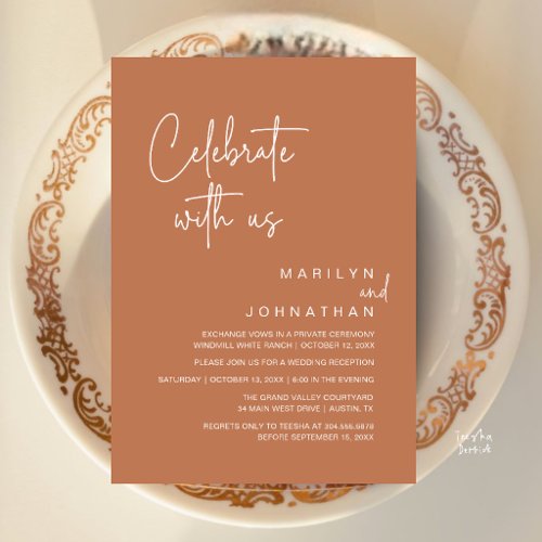 Celebrate with us, Modern Wedding Reception Party Invitation