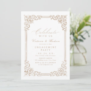 Celebrate With Us! Neutral Vintage Engagement Invitation