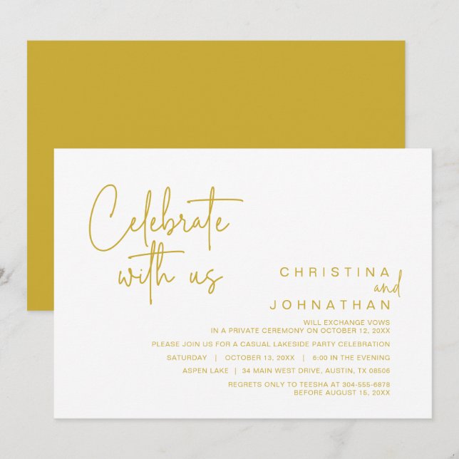 Celebrate with us, Post Wedding Elopement Party  I Invitation (Front/Back)