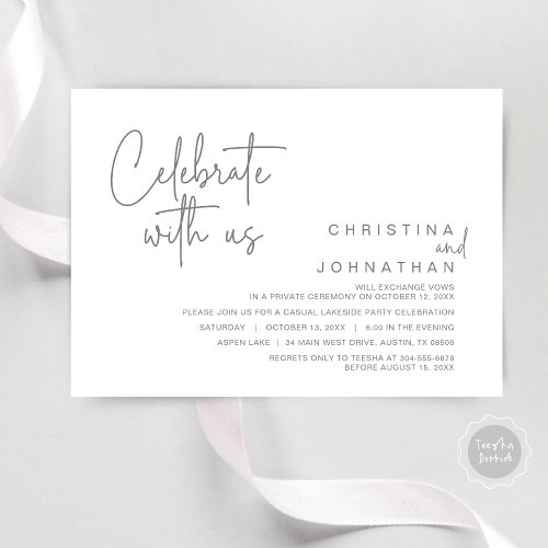 Celebrate with us Post Wedding Elopement Party In Invitation