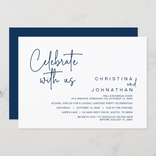 Celebrate with us Post Wedding Elopement Party Invitation