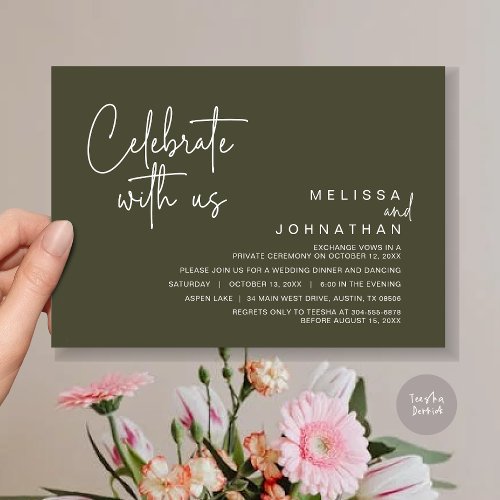 Celebrate with us Post Wedding Elopement Party Invitation