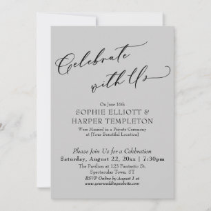Celebrate with Us Pretty Light Gray Reception Only Invitation