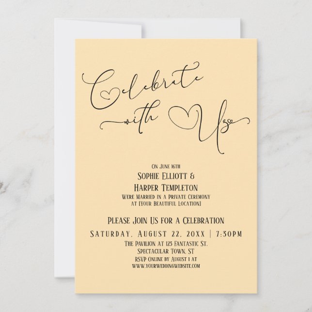 Celebrate with Us Pretty Peach Reception Only Invitation (Front)