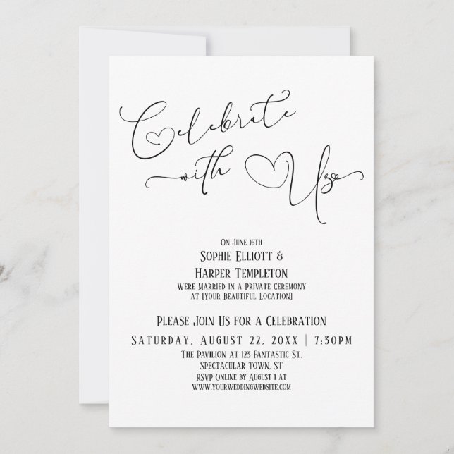 Celebrate with Us Pretty, Simple Reception Only Invitation (Front)