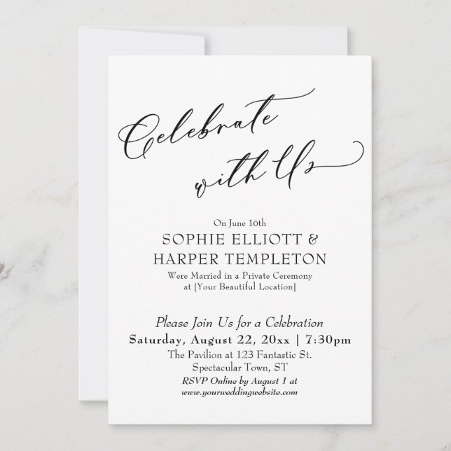 Celebrate with Us Pretty, Simple Reception Only Invitation (Front)