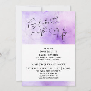 Celebrate with Us Purple Watercolor Reception Only Invitation