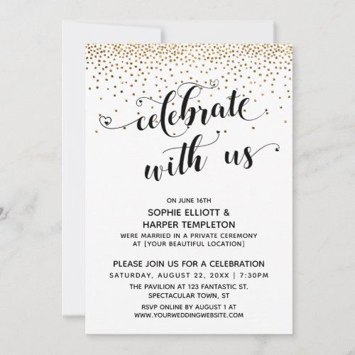 Celebrate With Us Reception_Only Gold Confetti Invitation