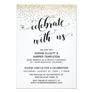 Celebrate With Us Reception-Only Gold Confetti Invitation