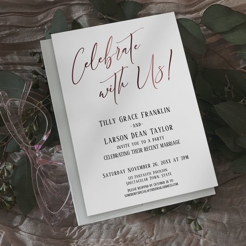 Celebrate with Us Rose Gold Wedding Party Invitation