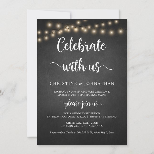 Celebrate with us, Rustic Elopement Party Invitati Invitation (Front)
